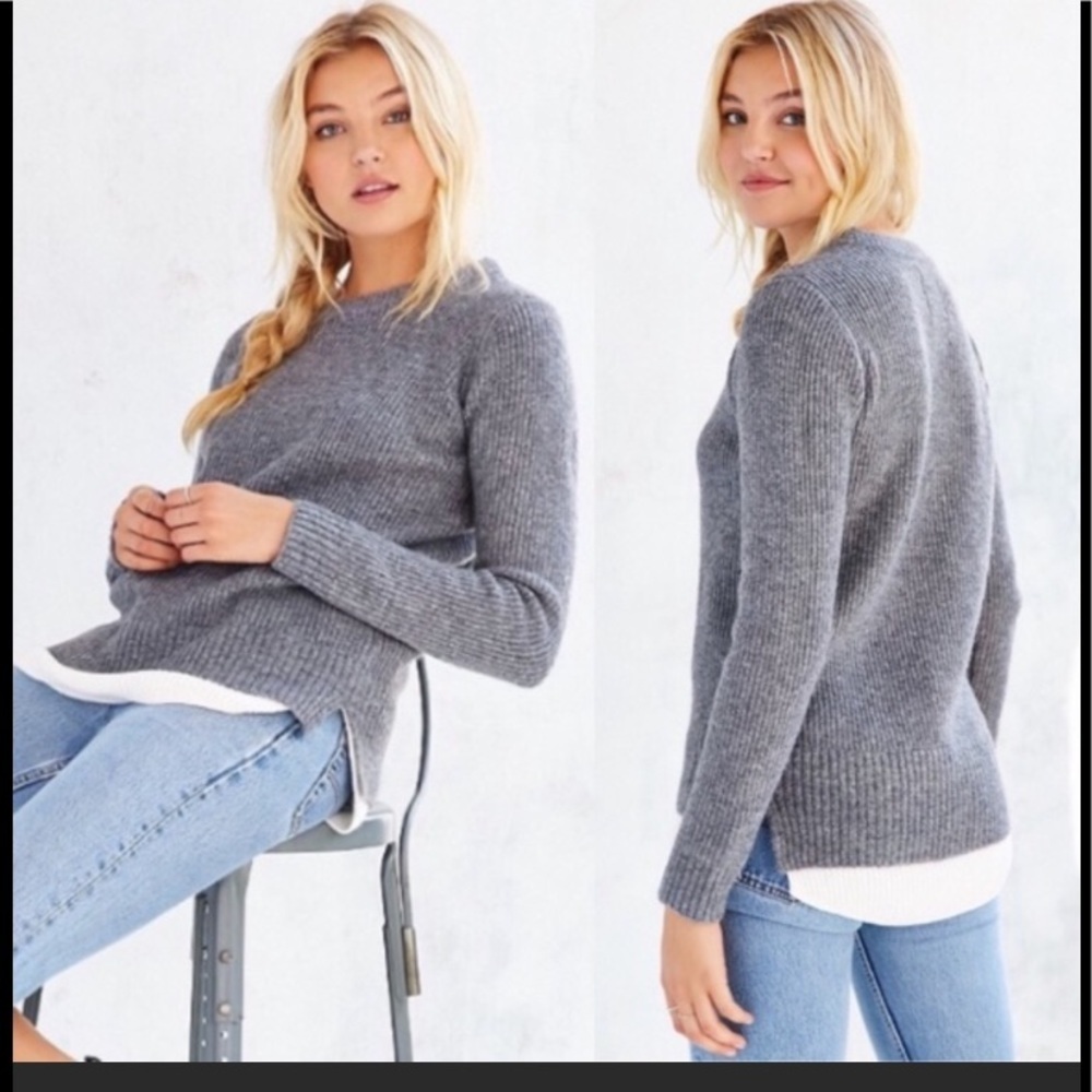 Urban Outfitters Grey Waffle Mix Sweater D.